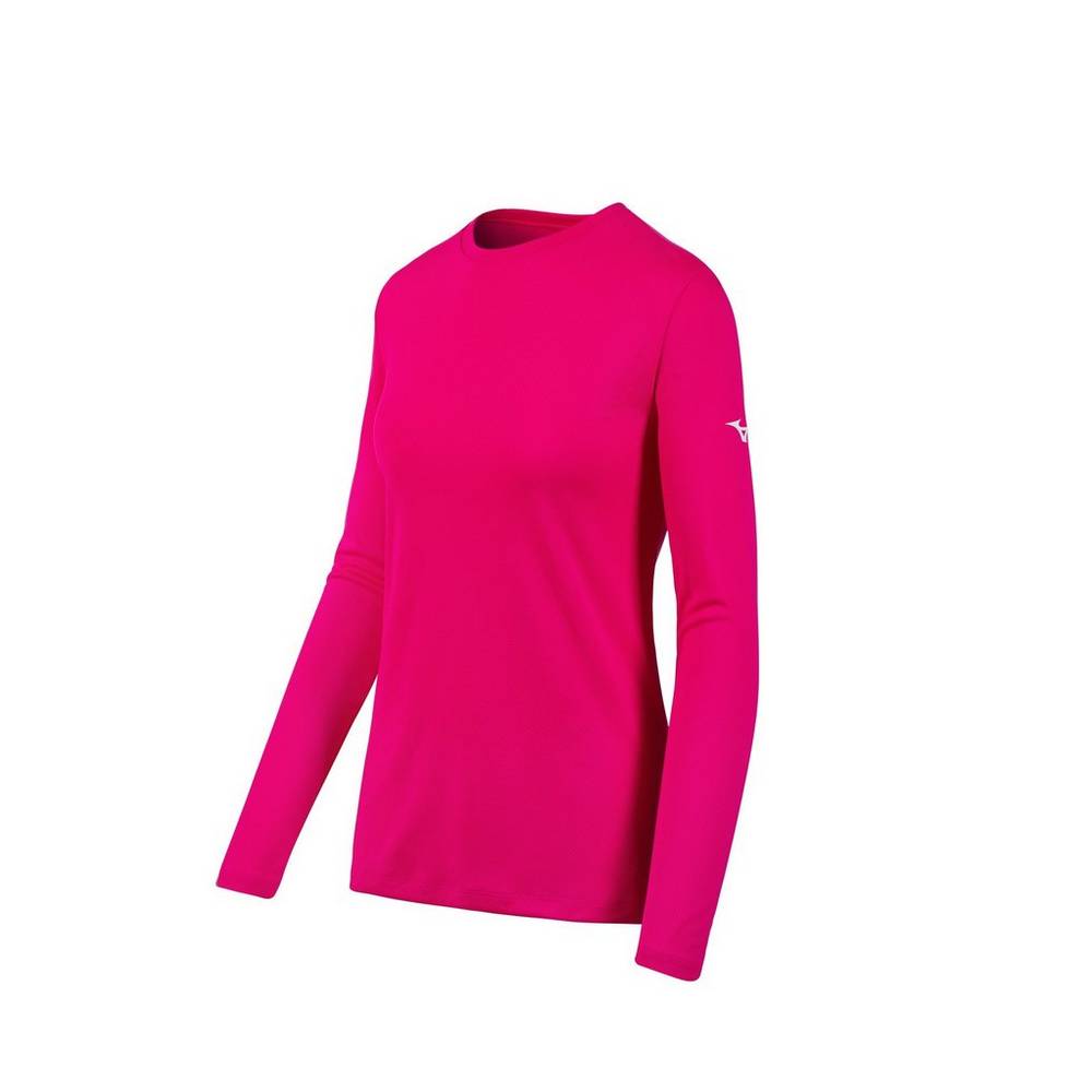 Camisetas Mizuno Long Sleeve Para Mujer Rosas 6958704-IL